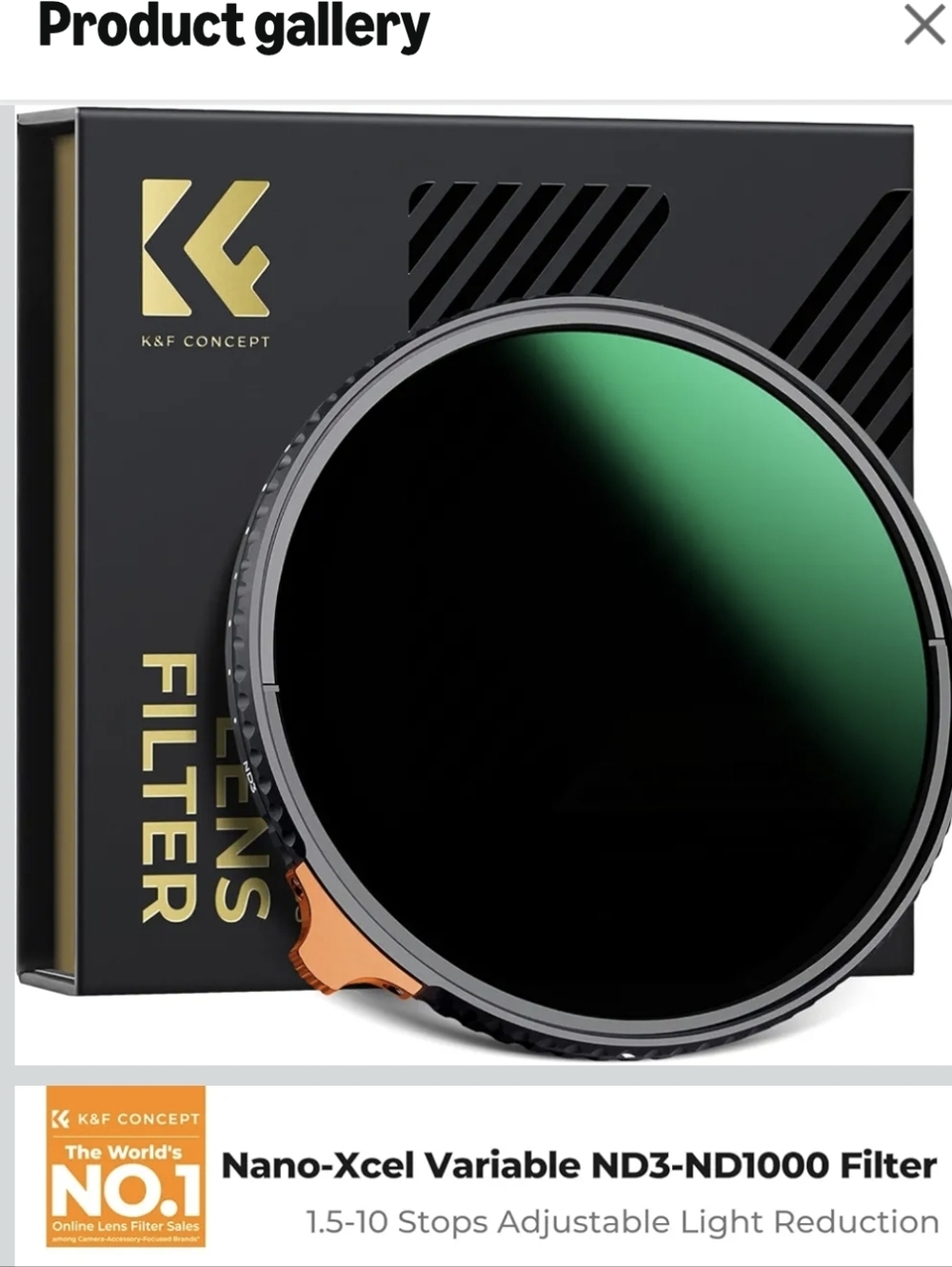 NIB K&F CONCEPT 55mm Variable ND Lens Filter ND3-ND1000 Nano-x